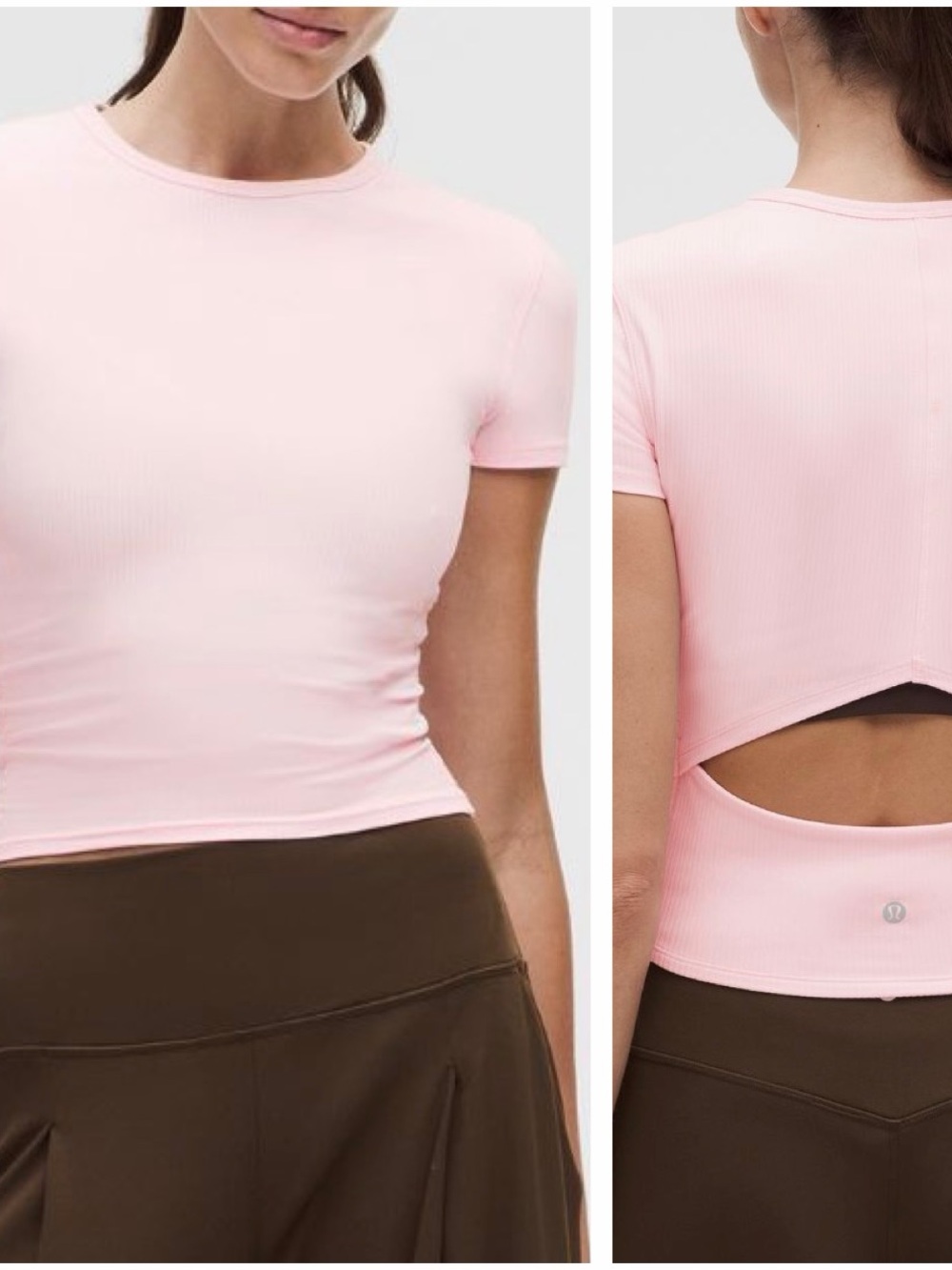 lululemon athletica Light Pink Short-Sleeve Cutout Crop Top